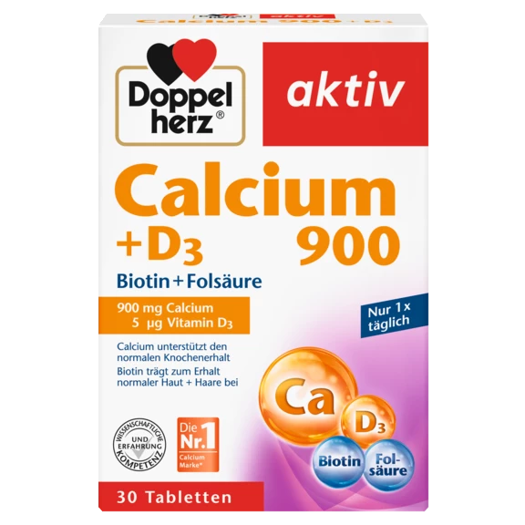 Abbildung der Produktverpackung Doppelherz aktiv Calcium 900 + D3 Frontansicht